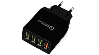 Imagem de Transformador 100- 240V QC3.0 Quick Charge 4 x USB negro