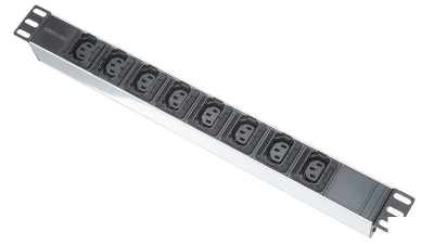 Imagem de Régua 19" 8 tomadas aluminio 250V SFO (C13) com braçadeiras preta 2m