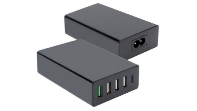Imagem de Transformador USB 100-240V 5xUSB 1xQC3.0, 3xUSB, 1x USB-C (Máx.45W) preto
