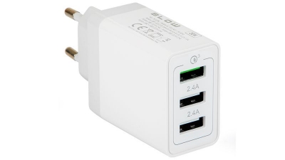 Imagem de Transformador USB 100-240V QC3.0 3xUSB 2.4A (30W máx.) branco